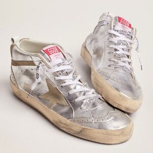 Golden Goose Mid Star Silver Laminated Leather 38